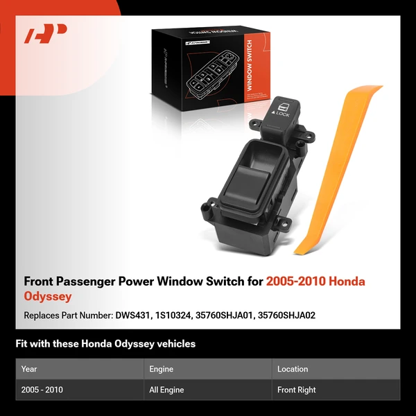 Front Passenger Power Window Switch for 2005-2010 Honda Odyssey