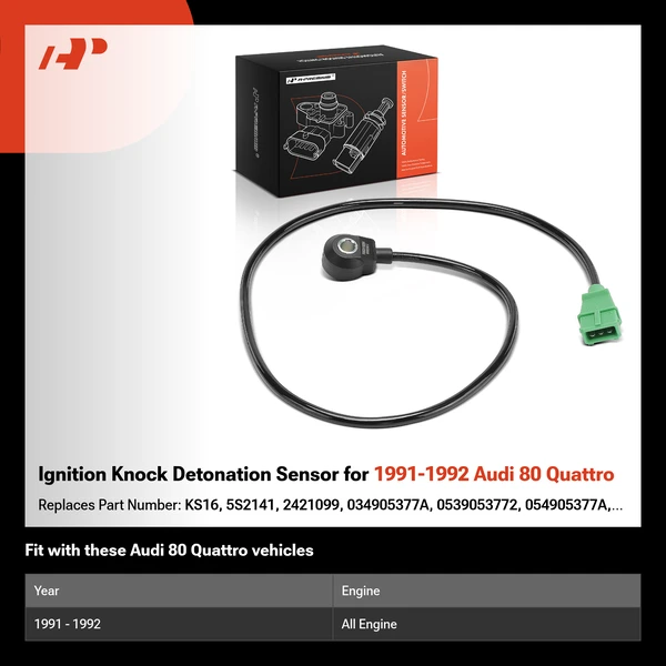 Ignition Knock Detonation Sensor for 1991-1992 Audi 80 Quattro