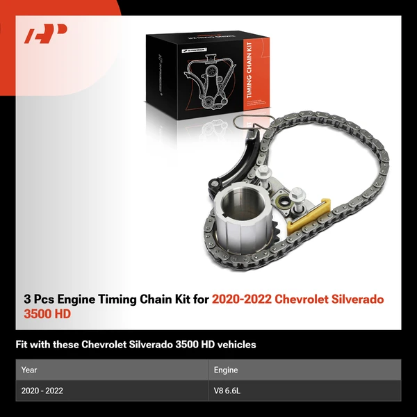 3 Pcs Engine Timing Chain Kit for 2020-2022 Chevrolet Silverado 3500 HD