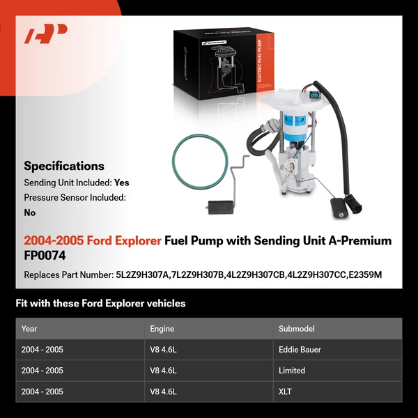 2004-2005 Ford Explorer Fuel Pump with Sending Unit A-Premium FP0074