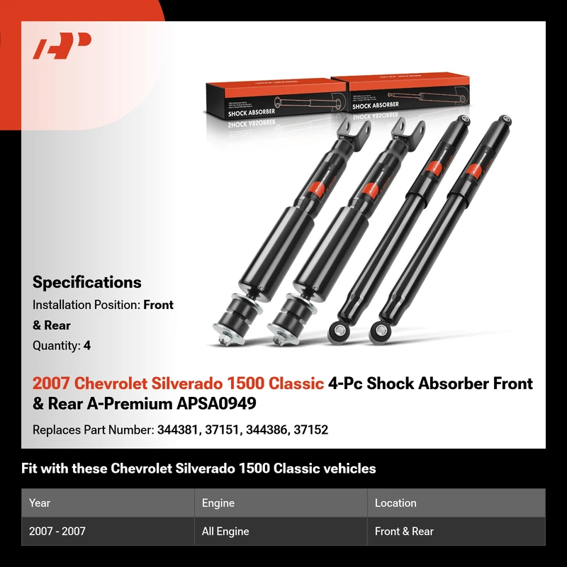 2007 Chevrolet Silverado 1500 Classic 4-Pc Shock Absorber Front & Rear A-Premium APSA0949