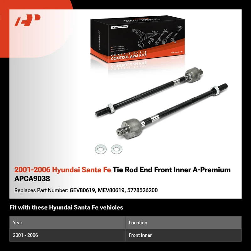 2001-2006 Hyundai Santa Fe Tie Rod End Front Inner A-Premium APCA9038