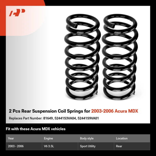 2 Pcs Rear Suspension Coil Springs for 2003-2006 Acura MDX