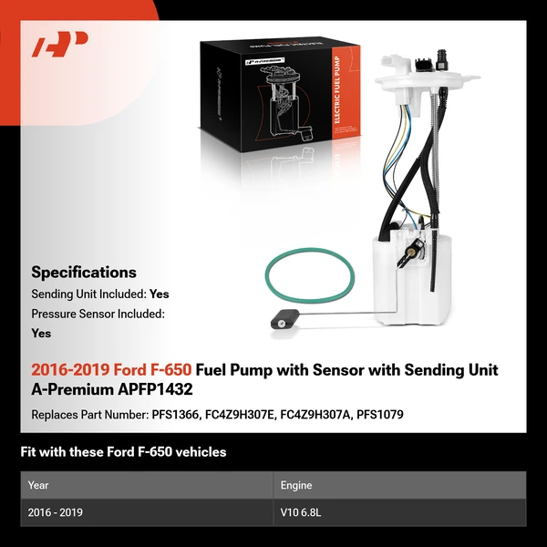 2016-2019 Ford F-650 Fuel Pump with Sensor with Sending Unit A-Premium APFP1432