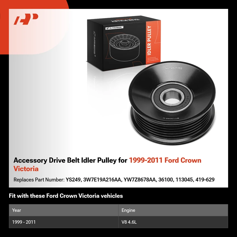 Accessory Drive Belt Idler Pulley for 1999-2011 Ford Crown Victoria