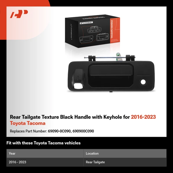 Rear Tailgate Texture Black Handle with Keyhole for 2016-2023 Toyota Tacoma