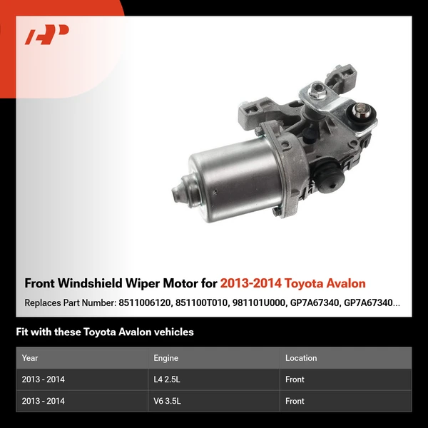 Front Windshield Wiper Motor for 2013-2014 Toyota Avalon