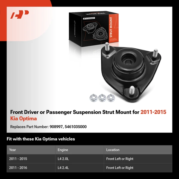 Front Driver or Passenger Suspension Strut Mount for 2011-2015 Kia Optima