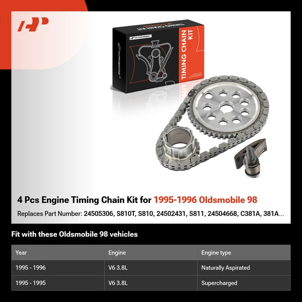 4 Pcs Engine Timing Chain Kit for 1995-1996 Oldsmobile 98