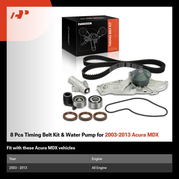 8 Pcs Timing Belt Kit & Water Pump for 2003-2013 Acura MDX