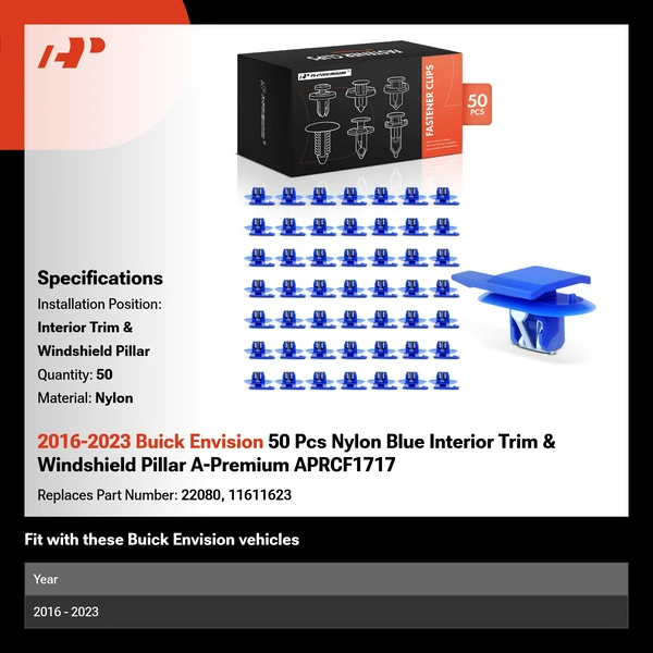 2016-2023 Buick Envision 50 Pcs Nylon Blue Interior Trim & Windshield Pillar A-Premium APRCF1717