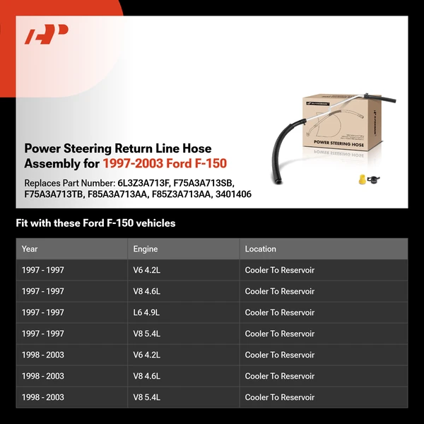 Power Steering Return Line Hose Assembly for 1997-2003 Ford F-150