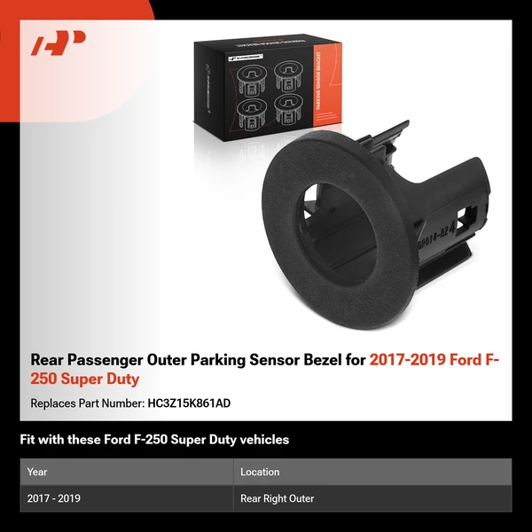Rear Passenger Outer Parking Sensor Bezel for 2017-2019 Ford F-250 Super Duty