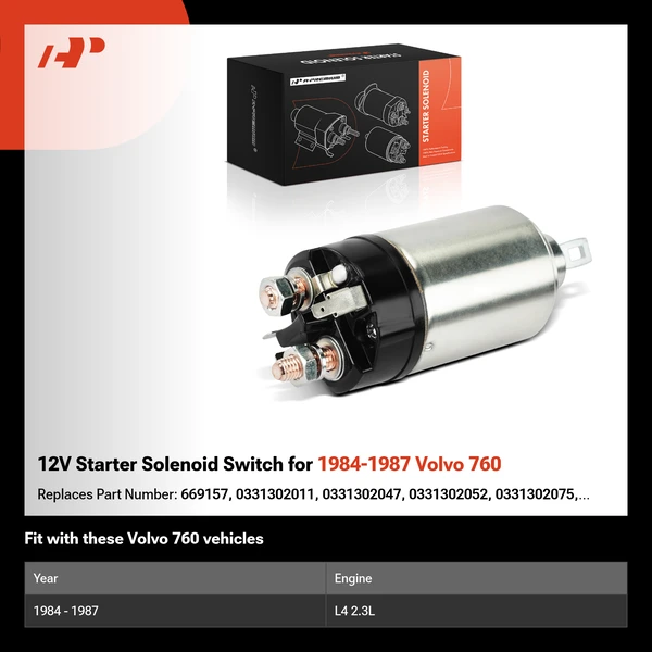12V Starter Solenoid Switch for 1984-1987 Volvo 760