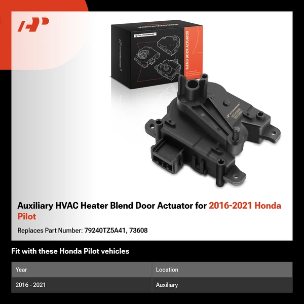 Auxiliary HVAC Heater Blend Door Actuator for 2016-2021 Honda Pilot