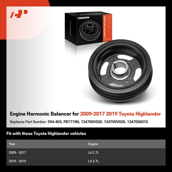 Engine Harmonic Balancer for 2009-2017 2019 Toyota Highlander