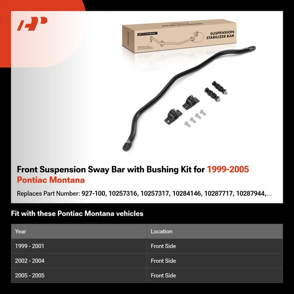 Front Suspension Sway Bar with Bushing Kit for 1999-2005 Pontiac Montana