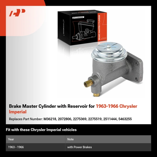 Brake Master Cylinder with Reservoir for 1963-1966 Chrysler Imperial