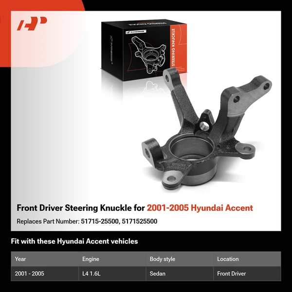 Front Driver Steering Knuckle for 2001-2005 Hyundai Accent