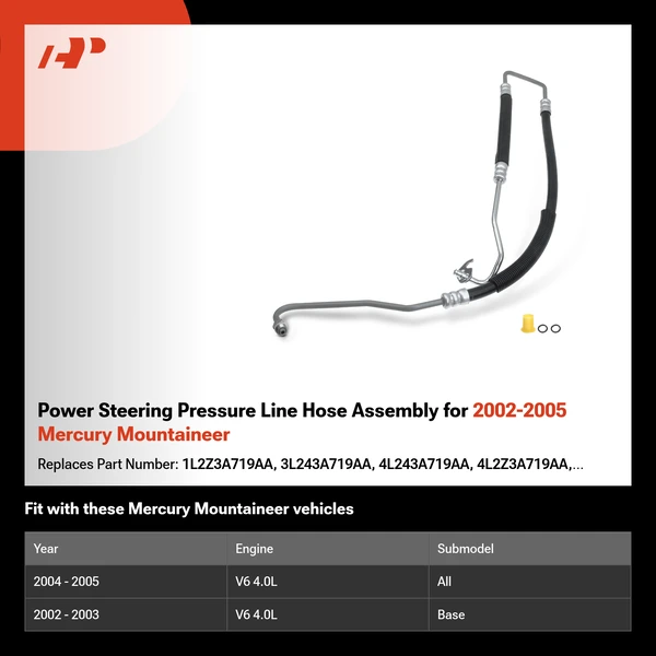 Power Steering Pressure Line Hose Assembly for 2002-2005 Mercury Mountaineer