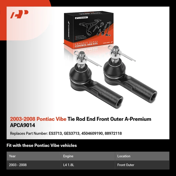 2003-2008 Pontiac Vibe Tie Rod End Front Outer A-Premium APCA9014