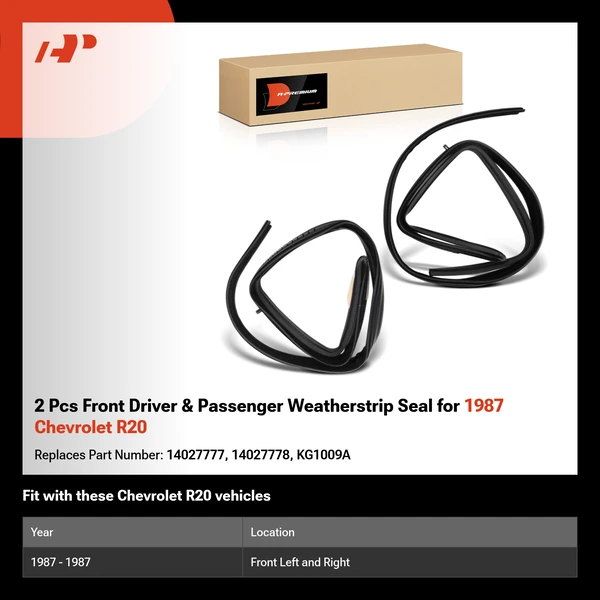 2 Pcs Front Driver & Passenger Weatherstrip Seal for 1987 Chevrolet R20
