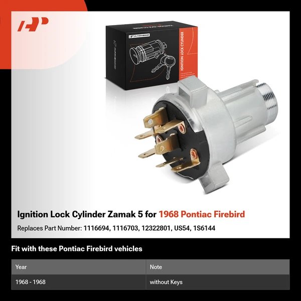 Ignition Lock Cylinder Zamak 5 for 1968 Pontiac Firebird