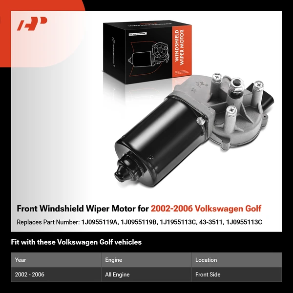Front Windshield Wiper Motor for 2002-2006 Volkswagen Golf