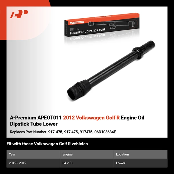 A-Premium APEOT011 2012 Volkswagen Golf R Engine Oil Dipstick Tube Lower
