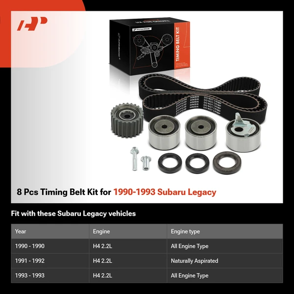8 Pcs Timing Belt Kit for 1990-1993 Subaru Legacy