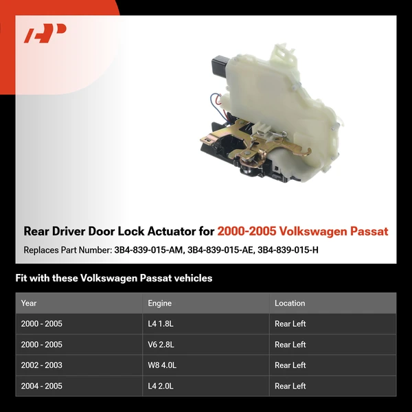 Rear Driver Door Lock Actuator for 2000-2005 Volkswagen Passat
