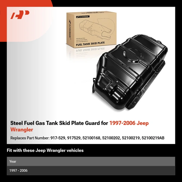 Steel Fuel Gas Tank Skid Plate Guard for 1997-2006 Jeep Wrangler