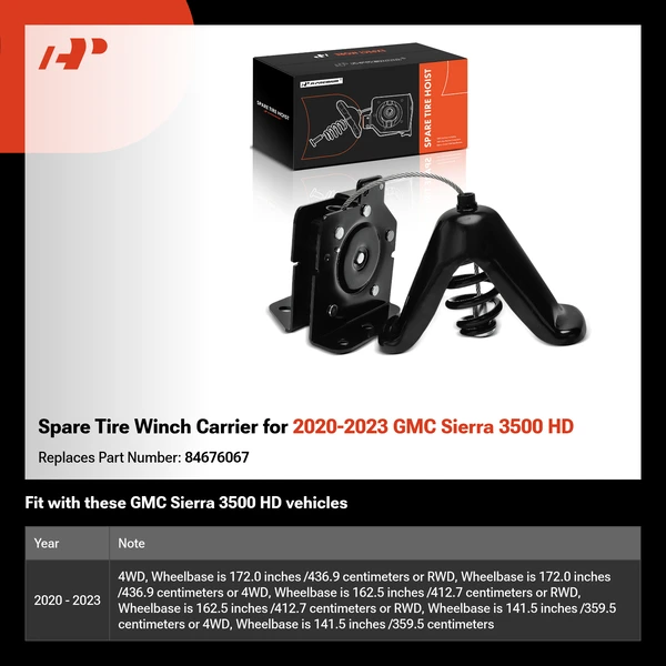 Spare Tire Winch Carrier for 2020-2023 GMC Sierra 3500 HD