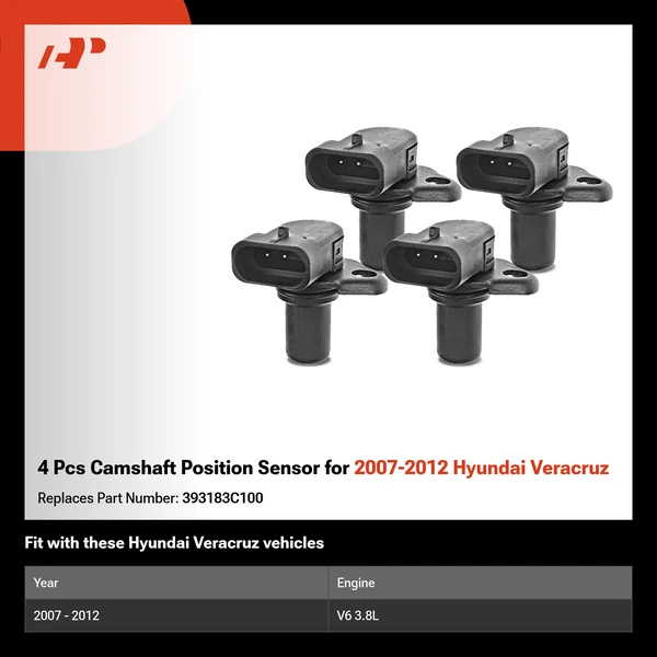4 Pcs Camshaft Position Sensor for 2007-2012 Hyundai Veracruz