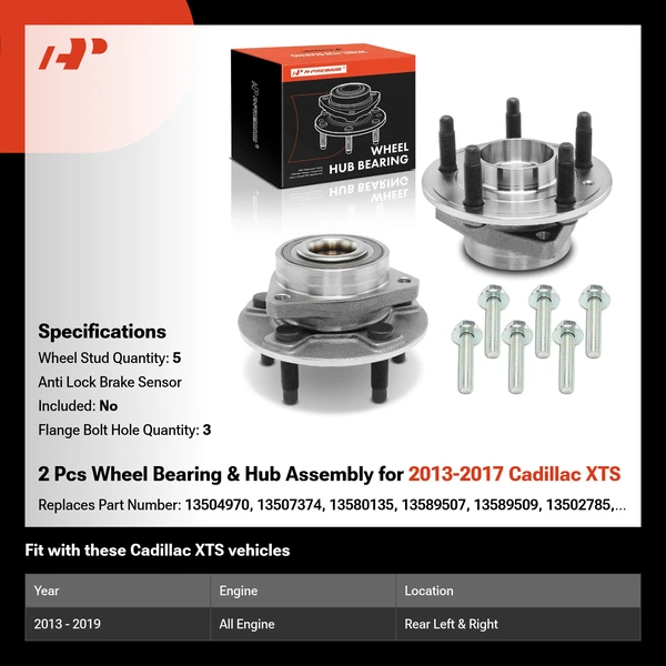 2 Pcs Wheel Bearing & Hub Assembly for 2013-2017 Cadillac XTS