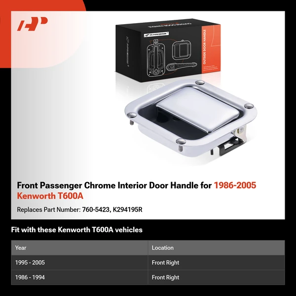 Front Passenger Chrome Interior Door Handle for 1986-2005 Kenworth T600A