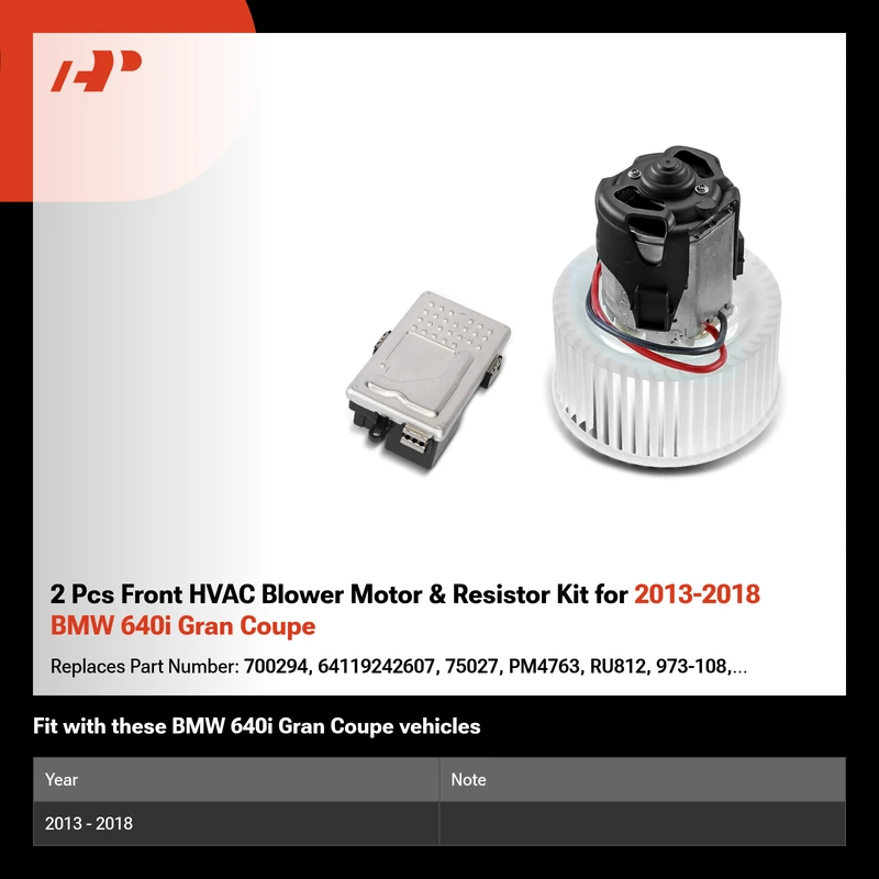 2 Pcs Front HVAC Blower Motor & Resistor Kit for 2013-2018 BMW 640i Gran Coupe