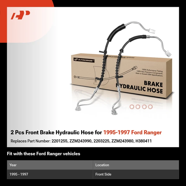 2 Pcs Front Brake Hydraulic Hose for 1995-1997 Ford Ranger