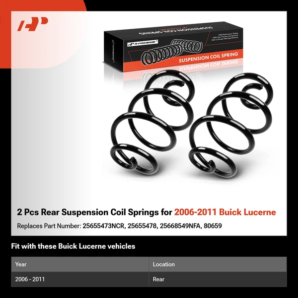 2 Pcs Rear Suspension Coil Springs for 2006-2011 Buick Lucerne