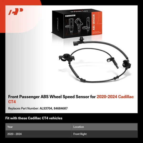 Front Passenger ABS Wheel Speed Sensor for 2020-2024 Cadillac CT4