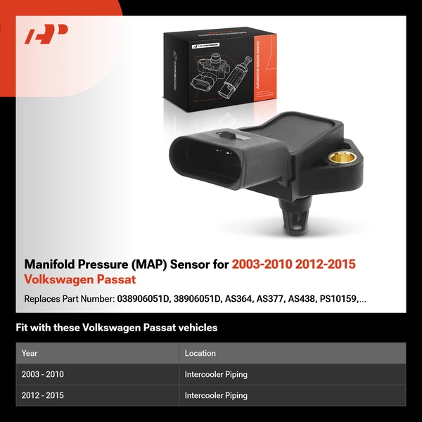 Manifold Pressure (MAP) Sensor for 2003-2010 2012-2015 Volkswagen Passat