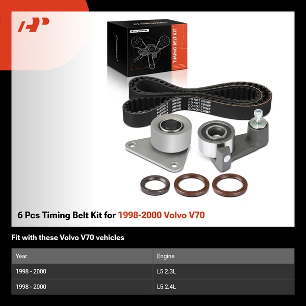 6 Pcs Timing Belt Kit for 1998-2000 Volvo V70