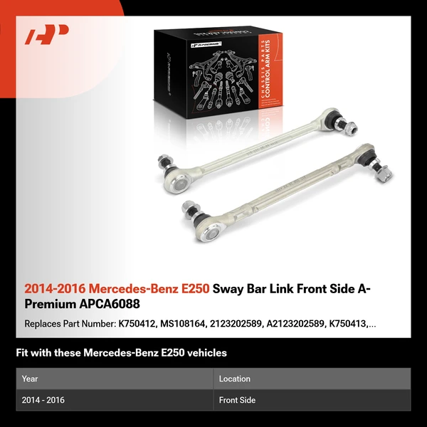 2014-2016 Mercedes-Benz E250 Sway Bar Link Front Side A-Premium APCA6088