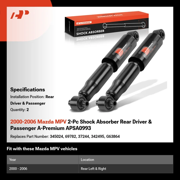2000-2006 Mazda MPV 2-Pc Shock Absorber Rear Driver & Passenger A-Premium APSA0993