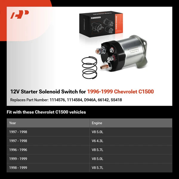 12V Starter Solenoid Switch for 1996-1999 Chevrolet C1500