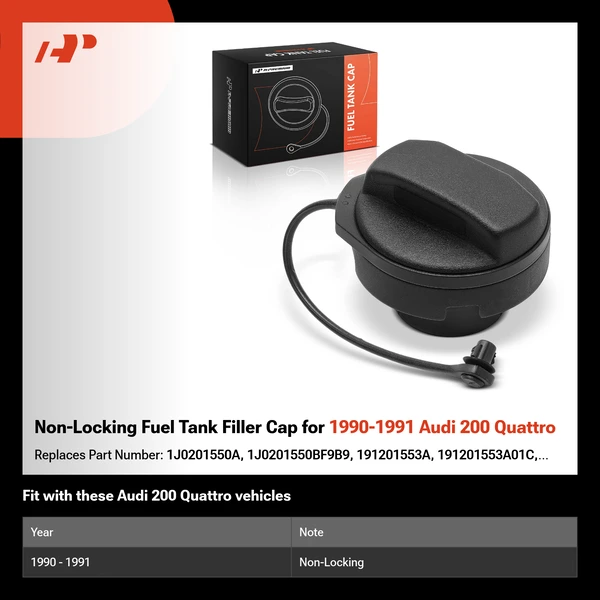 Non-Locking Fuel Tank Filler Cap for 1990-1991 Audi 200 Quattro