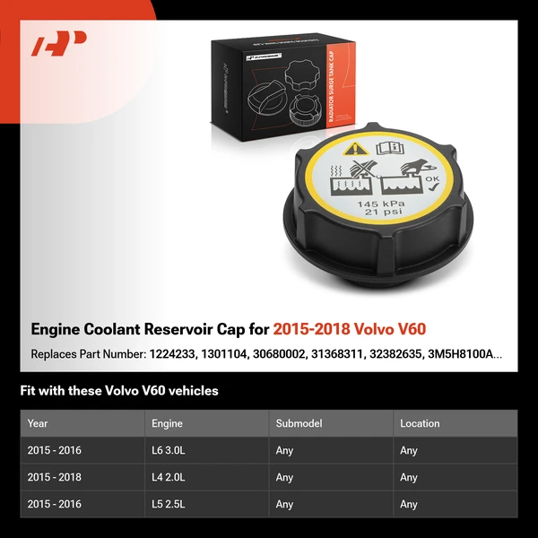 Engine Coolant Reservoir Cap for 2015-2018 Volvo V60