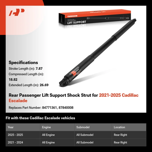 Rear Passenger Lift Support Shock Strut for 2021-2025 Cadillac Escalade