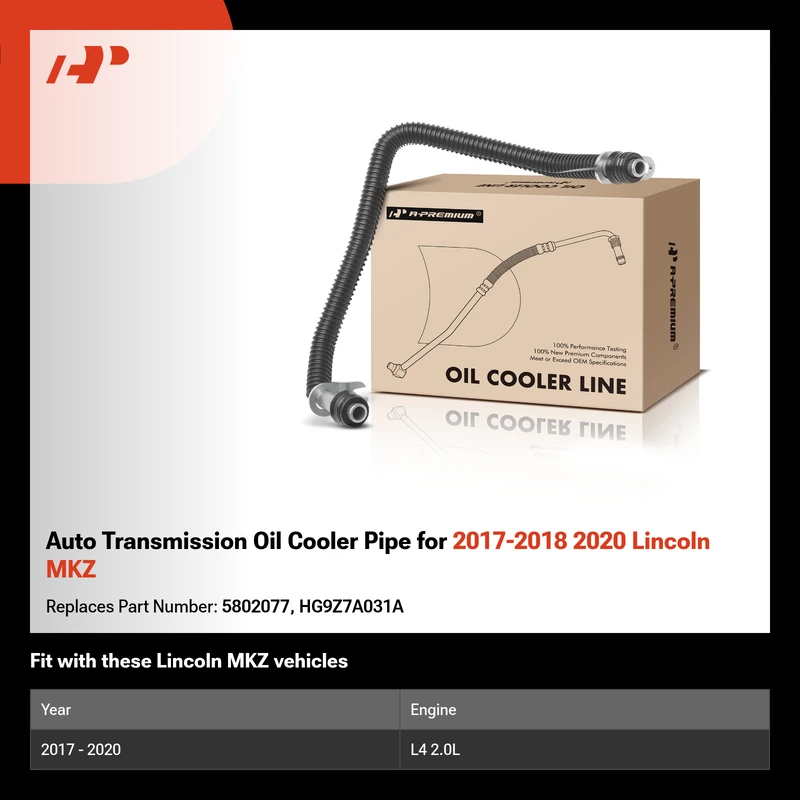 Auto Transmission Oil Cooler Pipe for 2017-2018 2020 Lincoln MKZ
