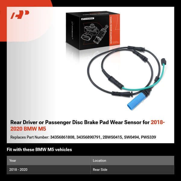 Rear Driver or Passenger Disc Brake Pad Wear Sensor for 2018-2020 BMW M5